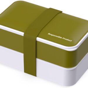 Responsible Products Leak Resistant Bento Box with Tableware for Adult – Teens, Insulated Lunch Box for Women – Men – Girls – Boys, BPA Free, Dishwasher Safe, Microwave Safe, Freezer Safe, 46 oz