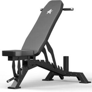 Weight Bench, Adjustable Workout Bench for Home Gym Full Body Workout, 1300LBS Weight Capacity Bench Press, Flat/Incline Bench with 33″ Extra-Long Backrest & Wheels