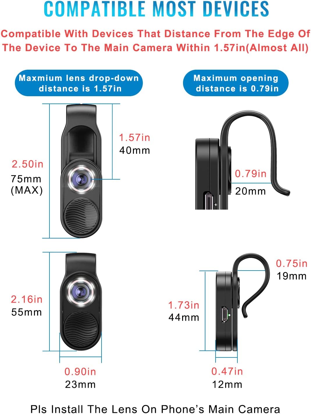 APEXEL Nano Zoom 100x Phone Micro Lens with LED Light for Smartphone - Pocket Microscope & Camera Lens Attachment - Image 6