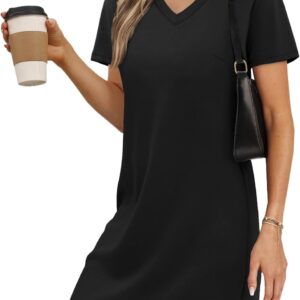 RUMIA Summer Dresses for Women 2026 V-Neck Casual Sundresses T-Shirt Dress