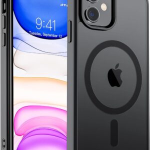 SUPFINE Magnetic for iPhone 11 Phone Case(Compatible with MagSafe)(Military Grade Drop Protection) Translucent Matte Shockproof Phone Cover,Black