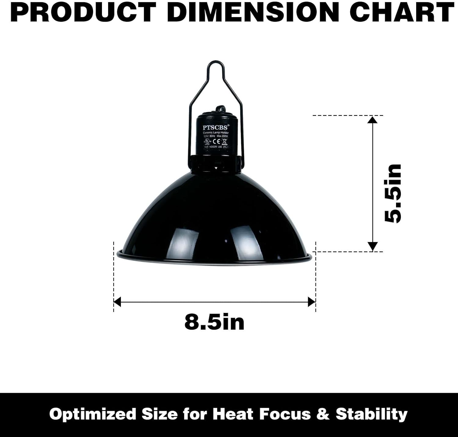 8.5-inch Standard lamp Dome for Reptile Heating Lamps, Object Heat Ceramic Heat emitters, up to 200W for Bearded Dragons Turtles Snakes and Lizards Lamps E26 - Image 7