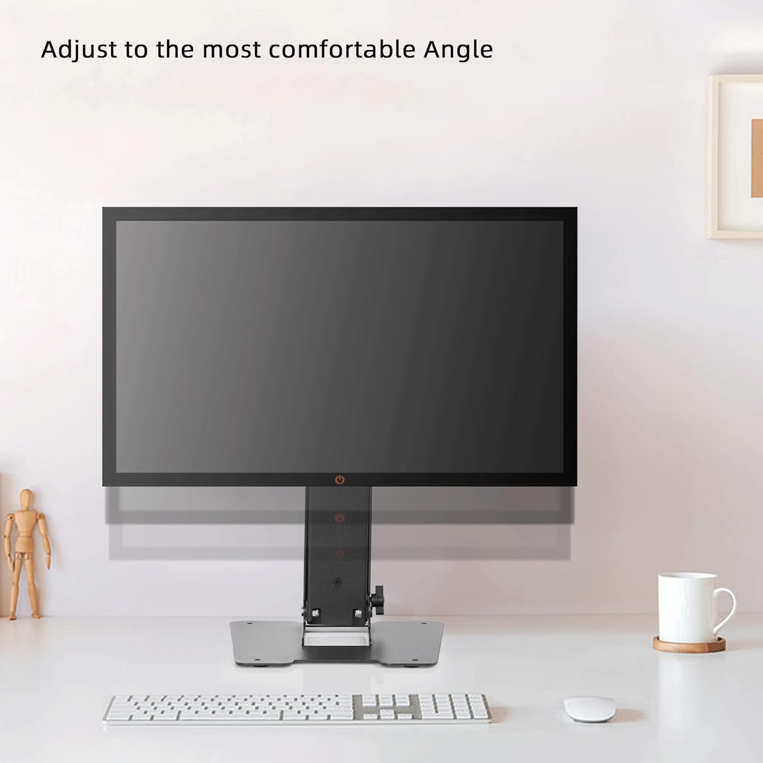 WEARSON Folding Monitor Stand - Height Adjustable Vesa Monitor Stand, Tilt, Rotation Free Standing Low Profile Desk Mount for Single Monitor up to 28 inch Screens Upgrade WS-03T - Image 3