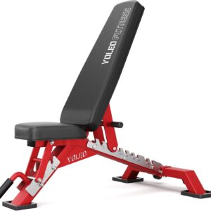 YOLEO Commercial Adjustable Weight Bench 2315LB ASTM Certified – 80% Pre-Assembled Heavy Duty Workout Bench for Home Gym, Decline/Flat/Incline Bench Press, 2.4″ Thick Pad & 2 Wheels