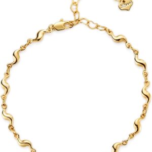 Cicy Bell 18k Gold Plated Bracelets for Women Trendy Dainty Stackable Square Star Wave Bamboo Curb Snake Heart Paperclip Figaro Mirror Chain Link Bracelet Sets Minimalism Accessories Gifts