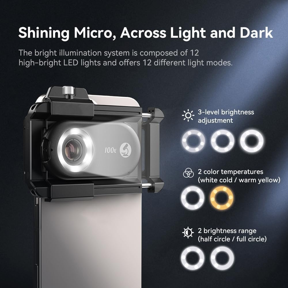 200X Phone Microscope Lens with CPL Filter & LED Light, Anti-Glare Pocket Macro Camera Attachment for iPhone & Android, Ideal for Coin Collecting, Jewelry Appraisal & STEM - Image 2