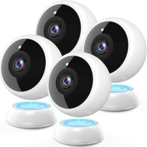 Thybro Magnetic Security Camera Wireless – 4Pack AI Motion Detection, 2K HD Video, Battery Powered, Ease of Setup, 2-Way Audio,IR Color Night Vision, Waterproof, Outdoor & Indoor Surveillance