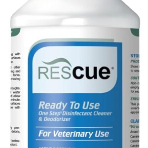 REScue One-Step Ready-to-Use Disinfectant Cleaner & Deodorizer – For Veterinary Use, Animal Shelters, Pet Foster Homes, Kennels, Litter Box – 32 Ounce RTU (Spray Nozzle NOT Included)