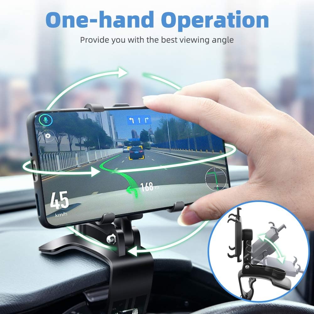 FONKEN Car Phone Mount, 360 Degree Rotation Dashboard Clip Mount, Compatible with iPhone 11/12 Pro Max XS Max XR 8 8Plus 7 Samsung Galaxy S10 S9 S8 LG and More - Image 5