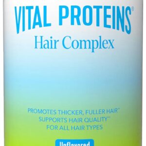 Vital Proteins Collagen Peptides + Biotin 10000mcg Hair Complex, Hair Growth Supplement – Clinically Studied Lustriva to Promote Thicker Fuller Hair, 20g Unflavored Collagen for Women 11.4oz Powder