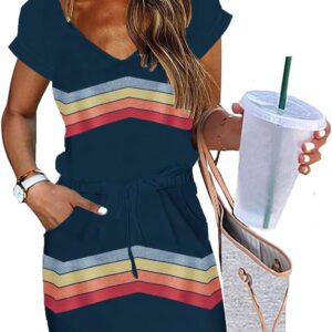 Womens Summer Dress Lantern Sleeve Square Neck Tie Front A-Line Double Layer Hem Mini Dresses