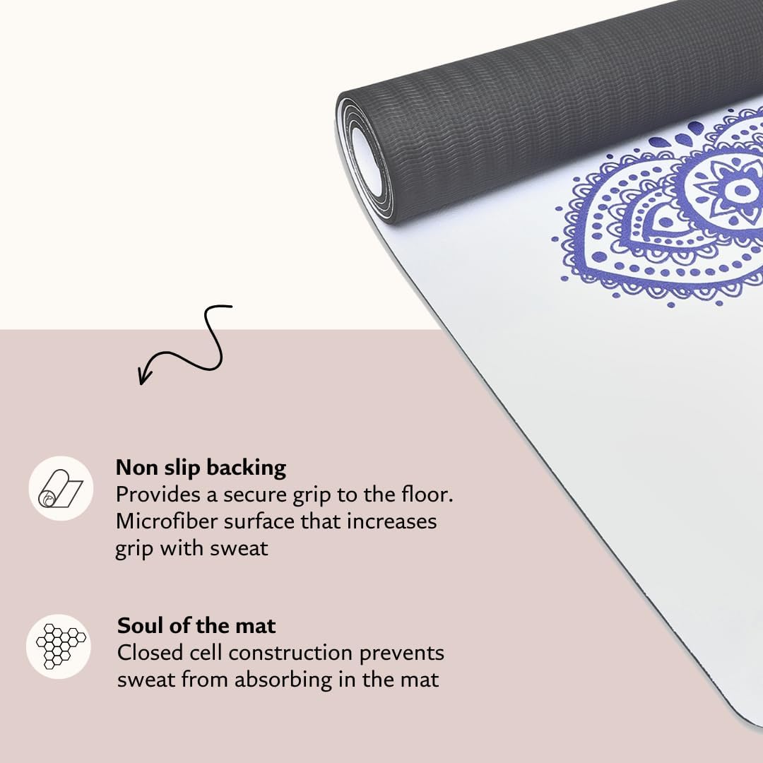 Shakti Warrior TPE Yoga Mat - Artist Designed, Premium eco friendly mats, Non Slip, Non toxic, Great For Regular & Hot Yoga, Pilates and Workouts (72 inch x 24 inch x 6mm thick) - Image 5