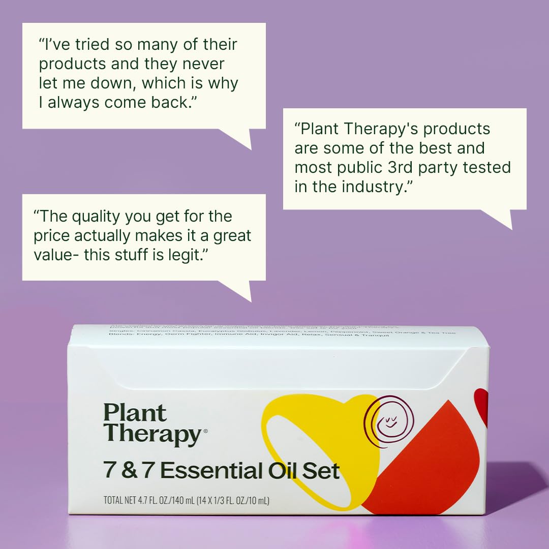 Plant Therapy 7 & 7 Essential Oils Set, 7 Most Popular Single Essential Oils Plus 7 Favorite Blends, Each 10 mL (1/3 oz), 100% Pure, Undiluted, Great for DIYs, Skincare and Essential Oil Diffusers - Image 4