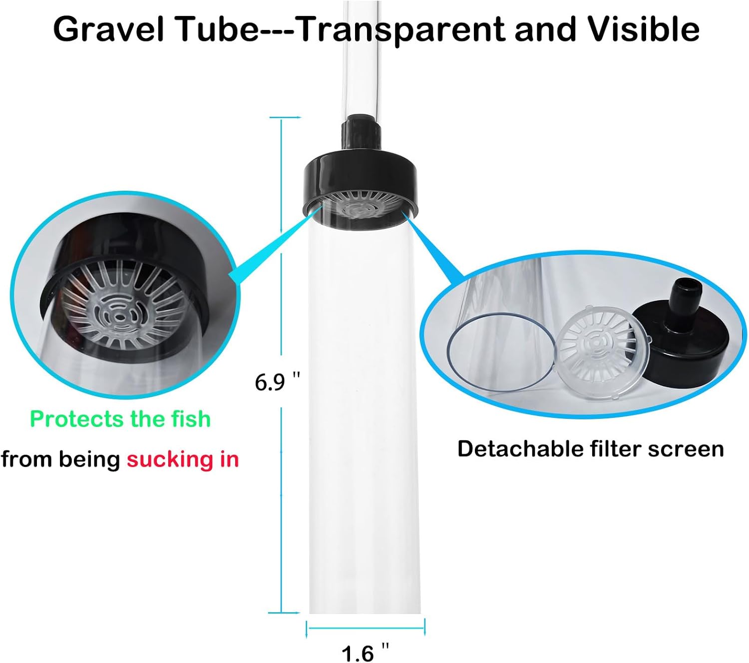 4.3ft Fish Tank Cleaner Aquarium Siphon Gravel Vacuum for Aquarium Fish Tank Changing Water Cleaning Gravel and & Sand - Image 3