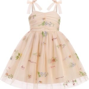 IBTOM CASTLE Toddler Baby Girl Birthday Dress Floral Sequin Tulle Tutu Dresses for Pageant Party Cake Smash Photoshoot