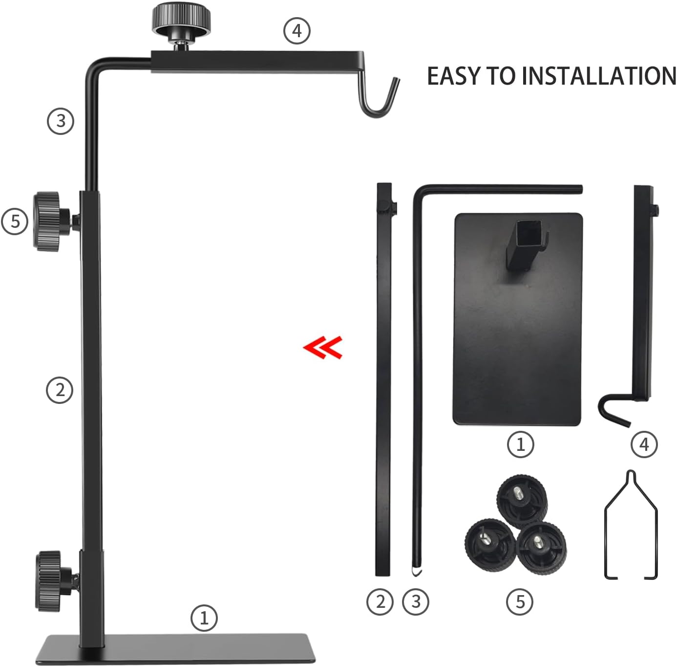 Reptile Lamp Stand, Adjustable 16-31 Inch Domes Heat Lamp Metal Bracket Floor Light Holder for Reptile Terrarium Lighting Heating Light and Dome lampshade, Large - Image 6