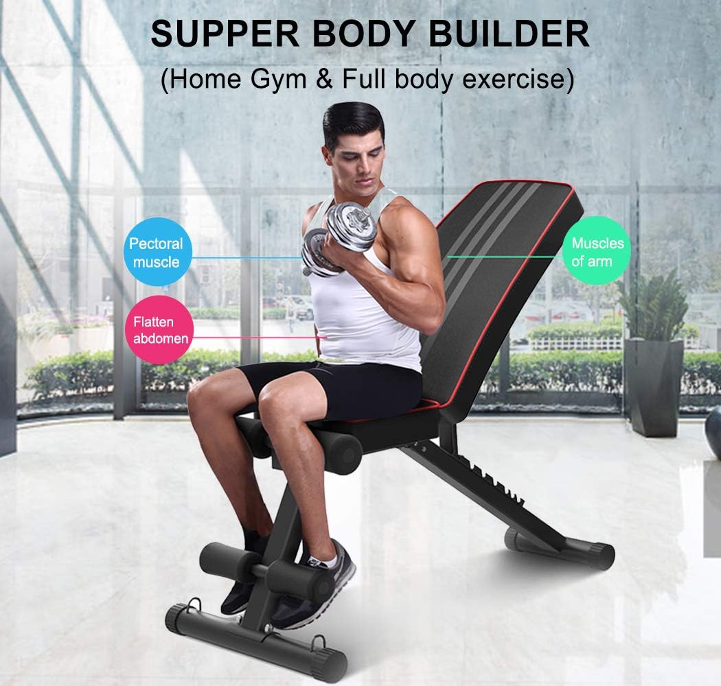 YOLEO Adjustable Weight Bench - Utility Weight Benches for Full Body Workout, Foldable Incline/Decline Bench Press for Home Gym - Image 2