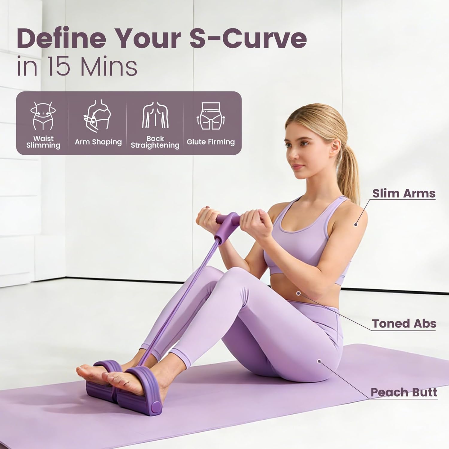 9-in-1 Home Workout Equipment for Women, Pedal Resistance Band with Handle, Thigh Master, Core Sliders & Exercise Bands with Workout Guide, Beginner Starter Kit for Ab Workout & Body Toning - Image 4