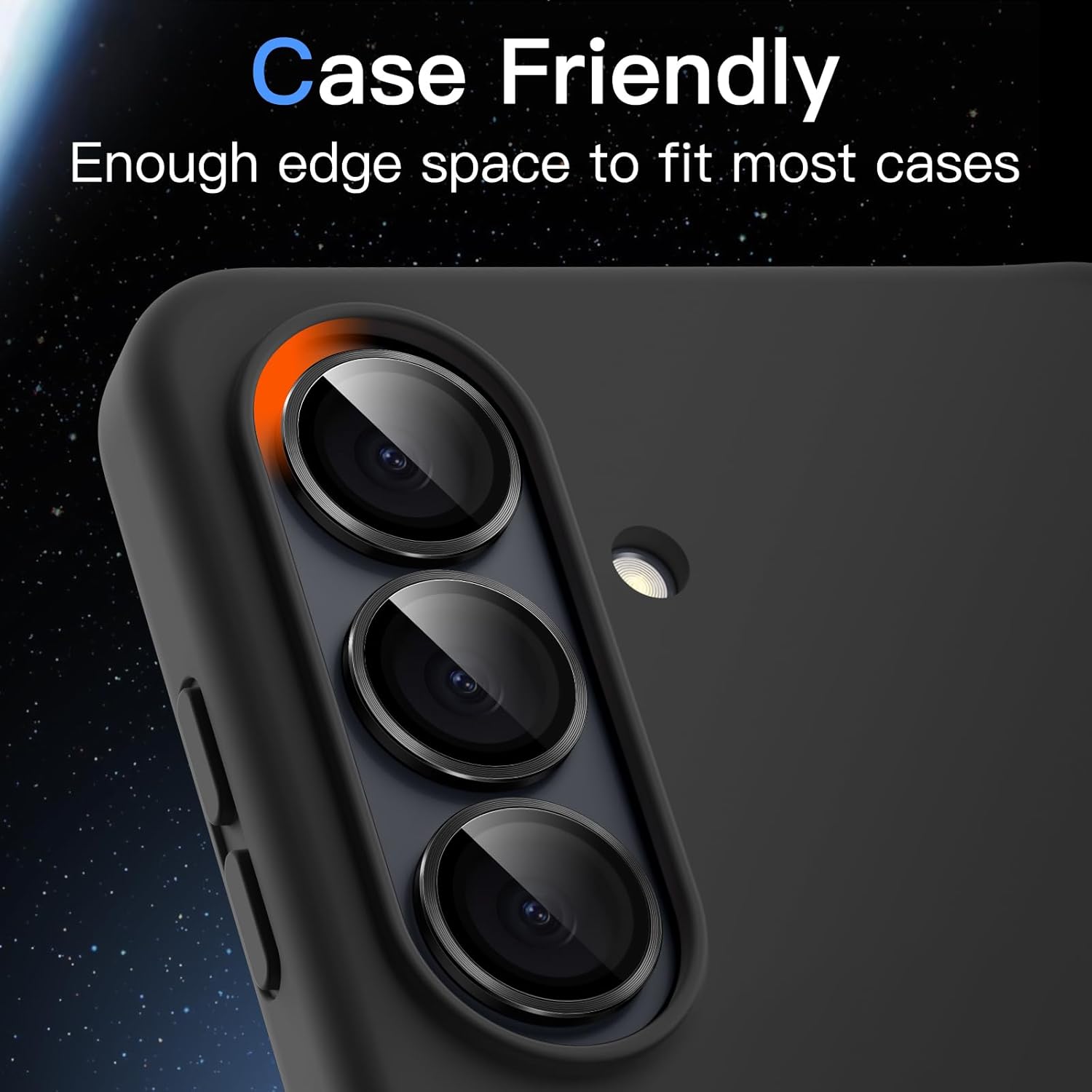 JETech Camera Lens Protector for Samsung Galaxy S26, 9H Tempered Glass Metal Individual Ring Cover, HD Clear, 1 Set (Black) - Image 7