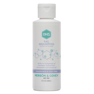 DHS SAL Shampoo – Maximum Strength Shampoo for Psoriasis, Eczema, and Dandruff / Medicated Anti-Dandruff Shampoo Reduces Oil, Treats Itchy Scalp with Salicylic Acid / PBA-free, Fragrance-free / 4oz