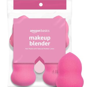Amazon Basics Large Makeup Blender Sponges, Reusable, for Full or Sheer Coverage, 4-Pack (Previously Solimo)