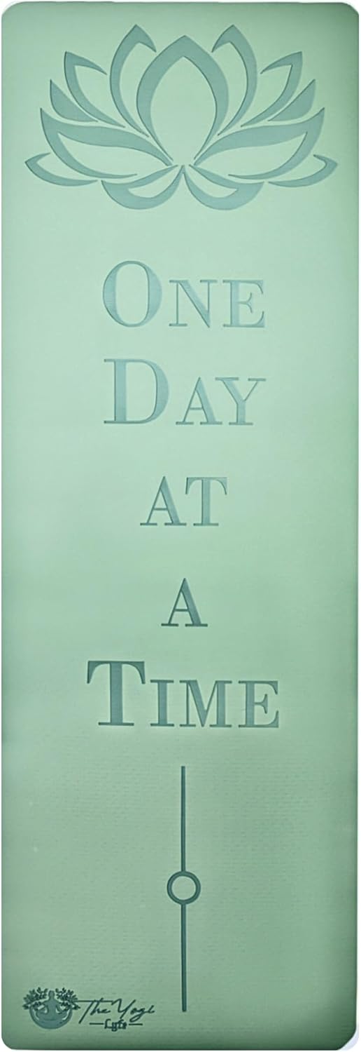 Recovery Lyfe Yoga Mat – “One Day at a Time” Engraving, Non-Slip Eco TPE, Sage Green, 72" x 24" x 6mm, Yoga & Meditation Mat for Recovery and Grounding - Image 8
