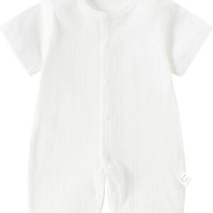 AMIYAN Unisex Baby Cotton Romper Boys Short Sleeve One-Piece Jumpsuit Infant Snap Up Bodysuits Summer Outfits 0-24M