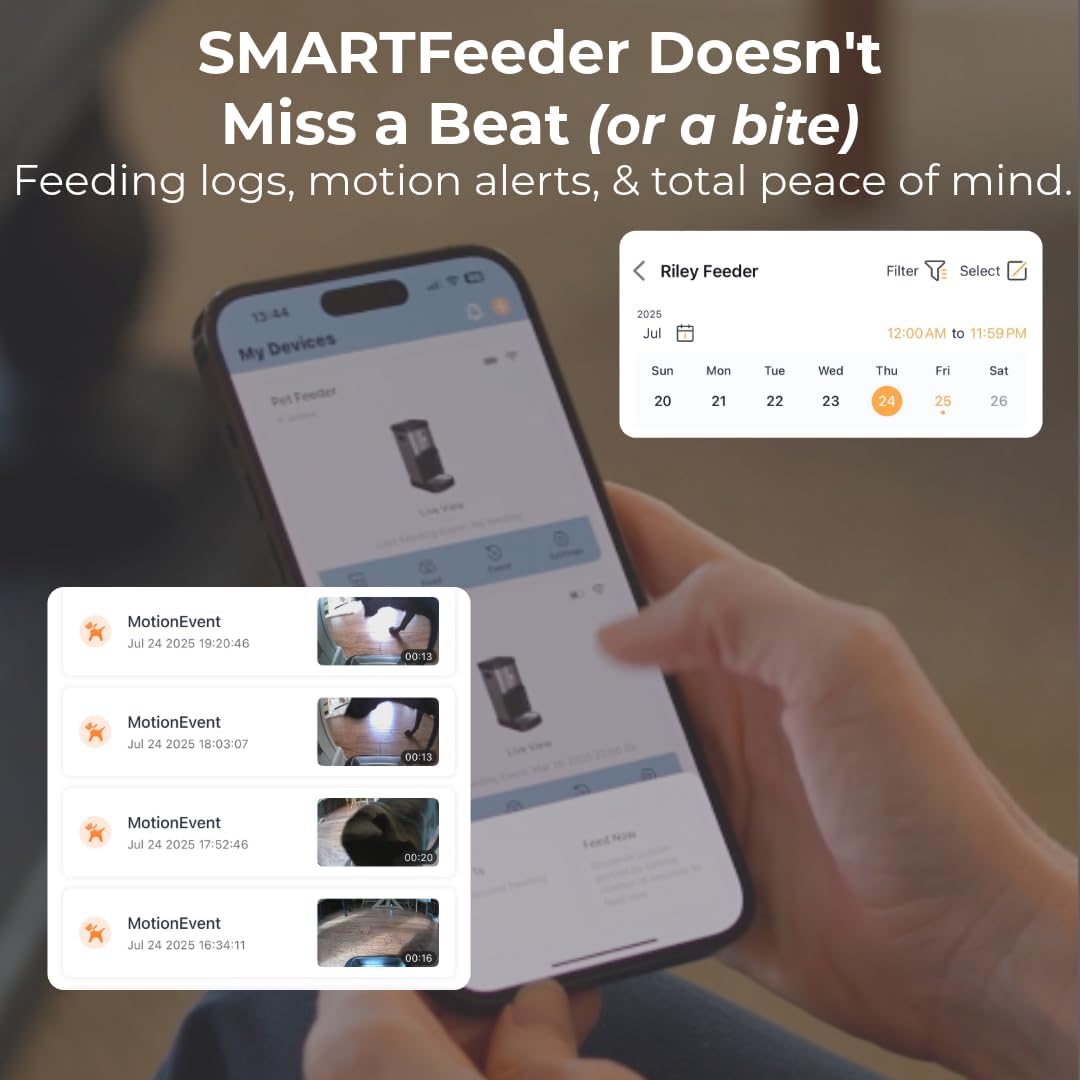 SMARTFeeder 20L Automatic Dog and Cat Feeder – Stainless Steel Pet Food Dispenser with Wi-Fi App, Scheduled Feedings, Portion Control, HD Camera, Speaker & Microphone - Image 5