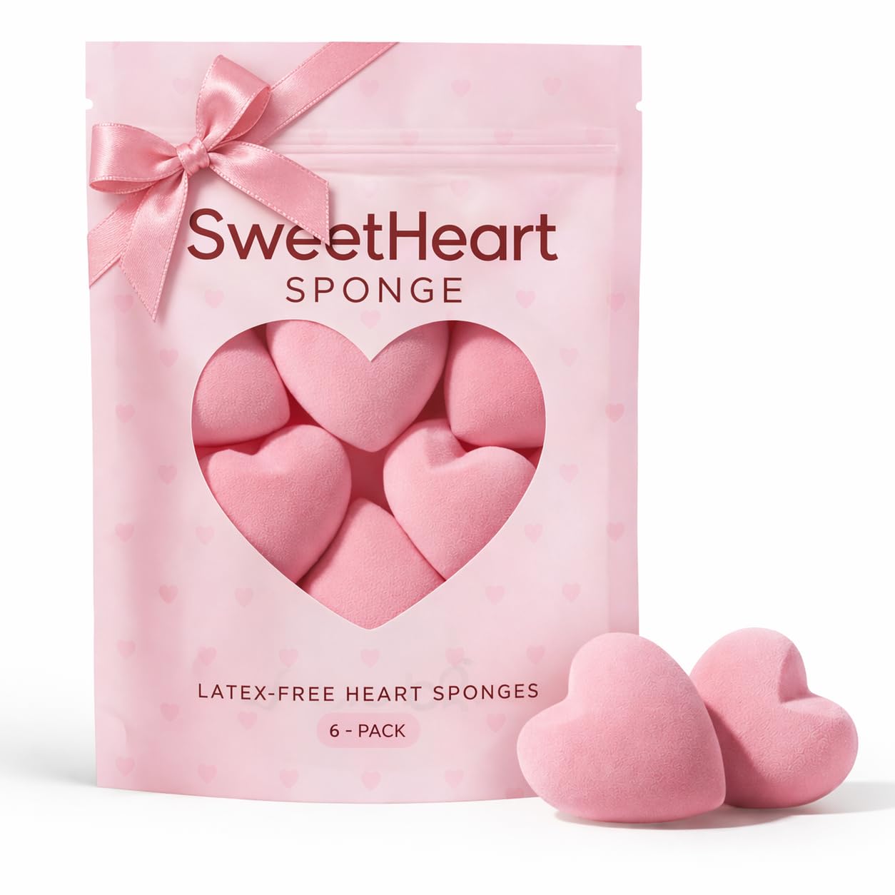 Heart-Shaped Makeup Sponges – Soft & Bouncy, Latex-Free Beauty Sponges for Liquid, Cream & Powder, Use Wet or Dry (6-Pack) - Image 4