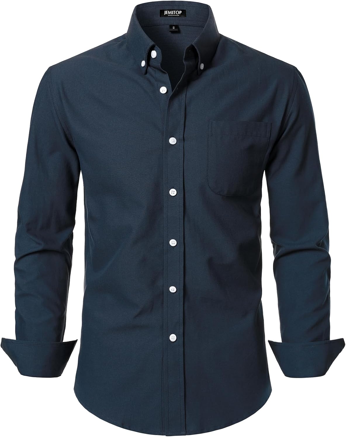 JEMITOP Men's Classic Lightweight Oxford Button Down Collar Shirts Business Casual Long Sleeve Dress Shirt with Pocket