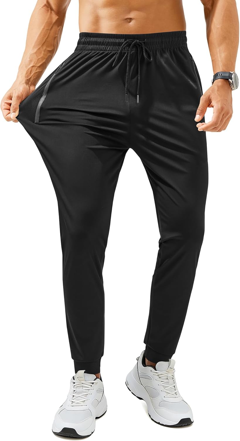 Mens Sweatpants with Zipper Pockets - Lightweight Athletic Joggers for Workout, Running, Gym, Track, Casual Wear