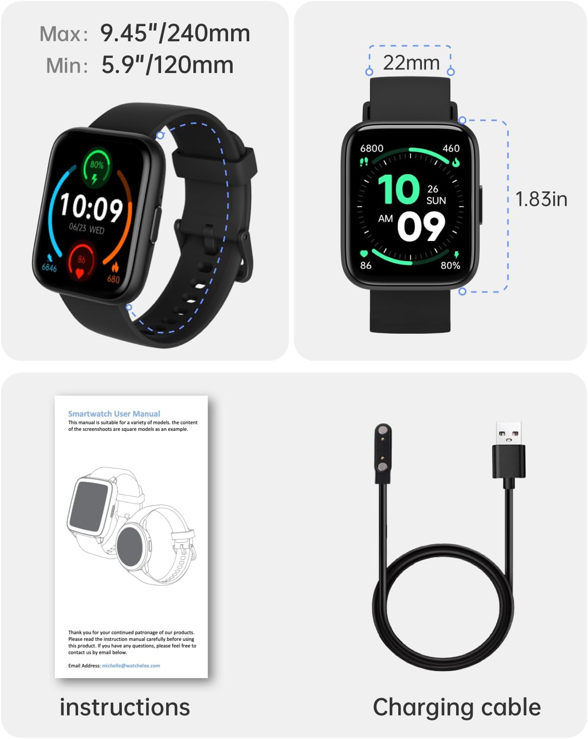 Smart Watch with Alexa Built-in, 1.83" HD Touchscreen Fitness Tracker with Bluetooth Calling, 120+ Sports Modes, Heart Rate/Sleep Monitor, IP68 Waterproof Smartwatch for Android iOS, for Men Women - Image 8