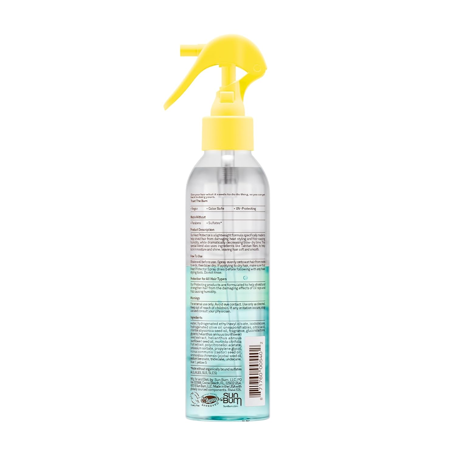 Sun Bum Heat Protector Spray - Leave In Hair Treatment Protects from Heat Styling and Frizz-Causing Humidity - Reduces Blow Dry Time - Vegan and Cruelty Free - UV Protecting - 6 oz - Image 7