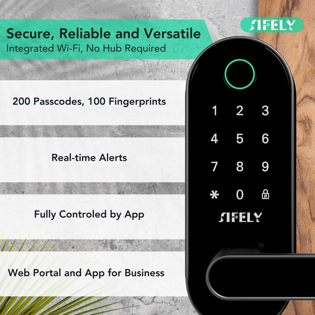 Fingerprint Smart Door Lock with Handle & Keypad – Built-in WiFi Remote Access, Keyless Entry for Front Door, Home & Airbnb, App Control, Compatible with Alexa & Google, Easy DIY Install - Image 5