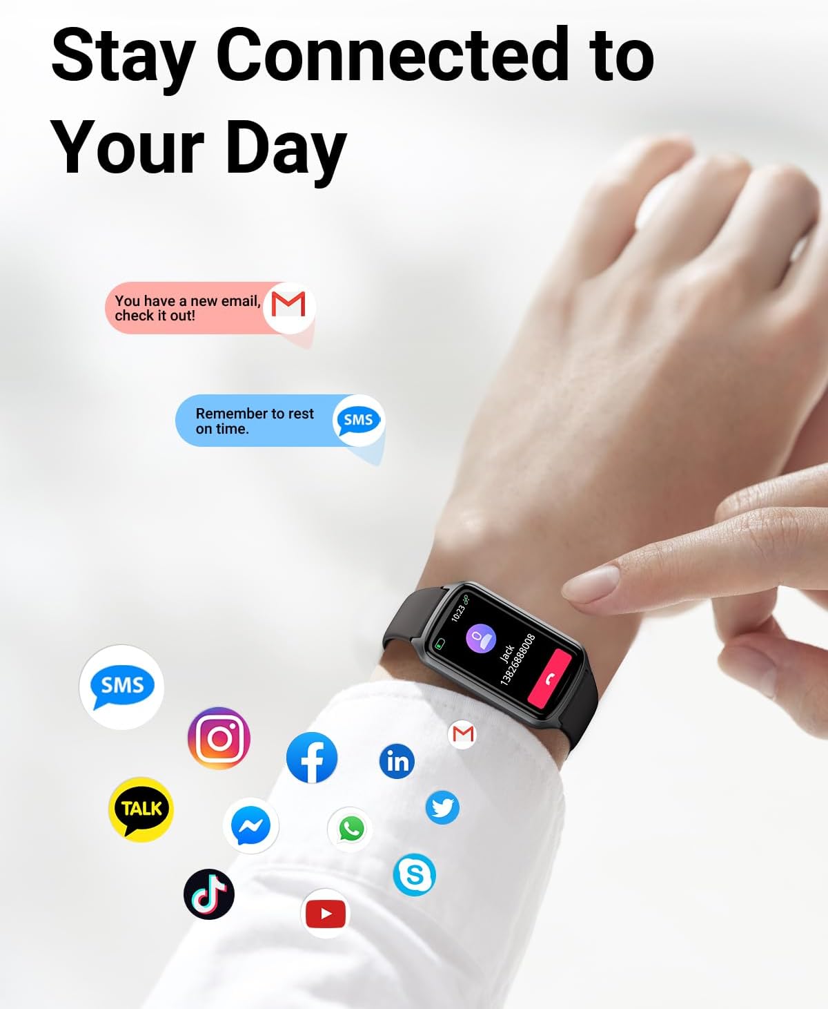 Amzhero Health Fitness Tracker with 24/7 Heart Rate, Blood Oxygen, Blood Pressure, Sleep Tracker, 5ATM Waterproof Activity Trackers with Step Tracker, Pedometer (S & L Bands Included) - Image 6