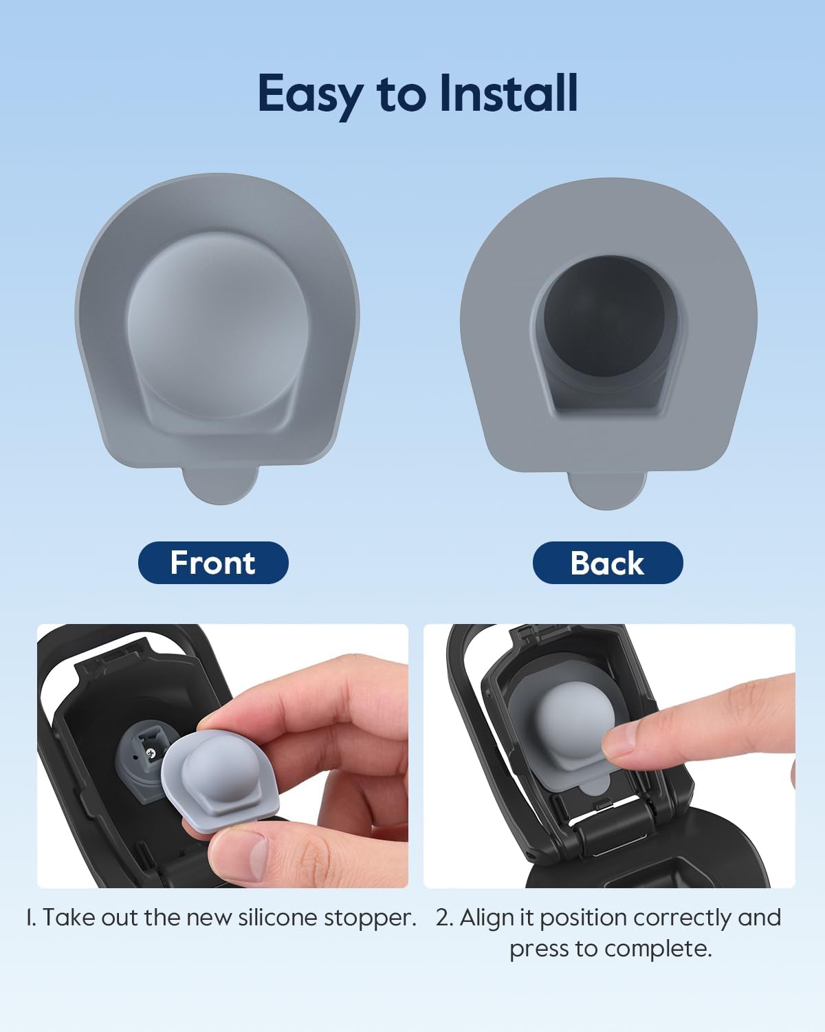 WATERH 1 Set Replacement Silicone Stopper & O Ring Gasket, Compatible with 24/32oz Boost Smart Water Bottle, Water Bottles Lid Rubber Seals and Mouthpiece Replacement Parts - Image 2