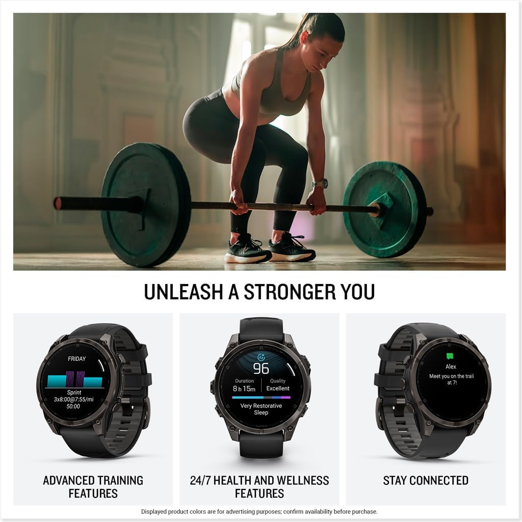Garmin fēnix® 8 – 47 mm, AMOLED, Sapphire, Premium Multisport GPS Smartwatch, Long-Lasting Battery Life, Dive-Rated, Built-in LED Flashlight, Carbon Gray DLC Titanium with Pebble Gray Band - Image 5
