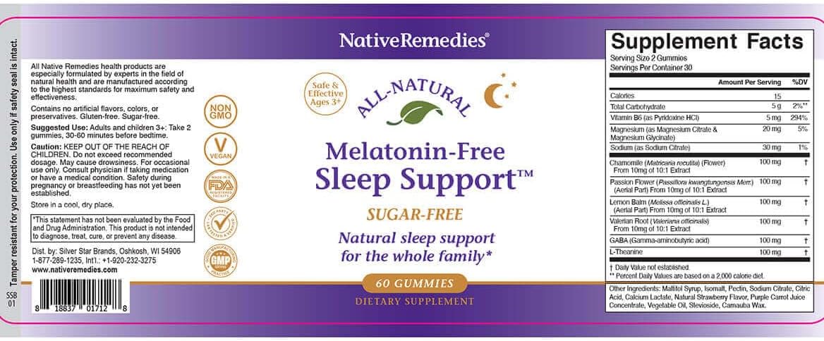 Native Remedies Melatonin-Free Sleep Gummies – Sugar-Free Herbal Formula with GABA, Magnesium, L-Theanine & Valerian – Sleep Aid Natural Support for Adults - 60 Calm Gummy Vitamins - Image 9