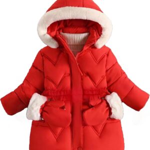 AiWMGL 3T 4T 5T 6T Toddler Girls Winter Coat Jacket Outwear Clothes Warm Overcoat Snowsuit Puffer Parka Fur Lined Hood Kids