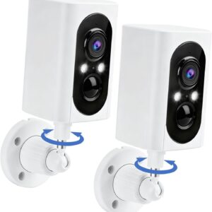 Security Cameras Wireless Outdoor 355° Pan Rotating 2K Color Night Vision Cameras for Home Security WiFi Battery Outdoor Camera Motion Detection 2-Way Talk IP65 Spotlight Siren SD/Cloud Storage 2 Pack