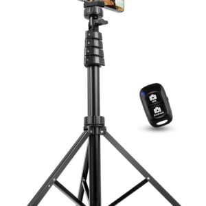 Aureday 62″ Phone Tripod Accessory Kits, Camera & Cell Phone Tripod Stand with Wireless Remote and Universal Tripod Head Mount, Perfect for Selfies/Video Recording/Vlogging/Live Streaming