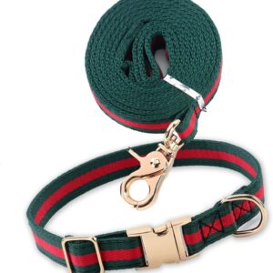 Stylish and Elegant Dog Collar,Adjustable Metal Belt Buckle, Durable High Density Fabric for Comfortable Pet Dog Collar and Dog Leash Set Packing for Puppy Small Dogs