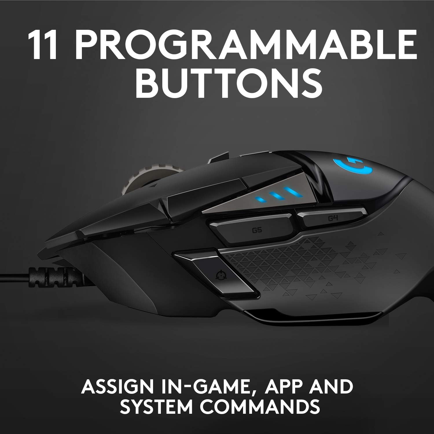Logitech G502 Hero High Performance Wired Gaming Mouse, Hero 25K Sensor, 25,600 DPI, RGB, Adjustable Weights, 11 Programmable Buttons, On-Board Memory, PC/Mac - Black - Image 4