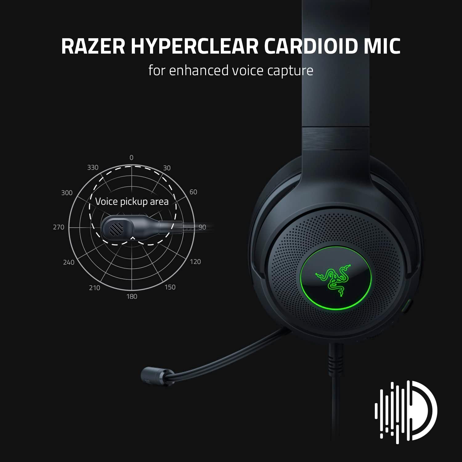 Razer Kraken V3 X Wired USB Gaming Headset: Lightweight Build - Triforce 40mm Drivers - HyperClear Cardioid Mic - 7.1 Surround Sound - Chroma RGB Lighting - Black - Image 4
