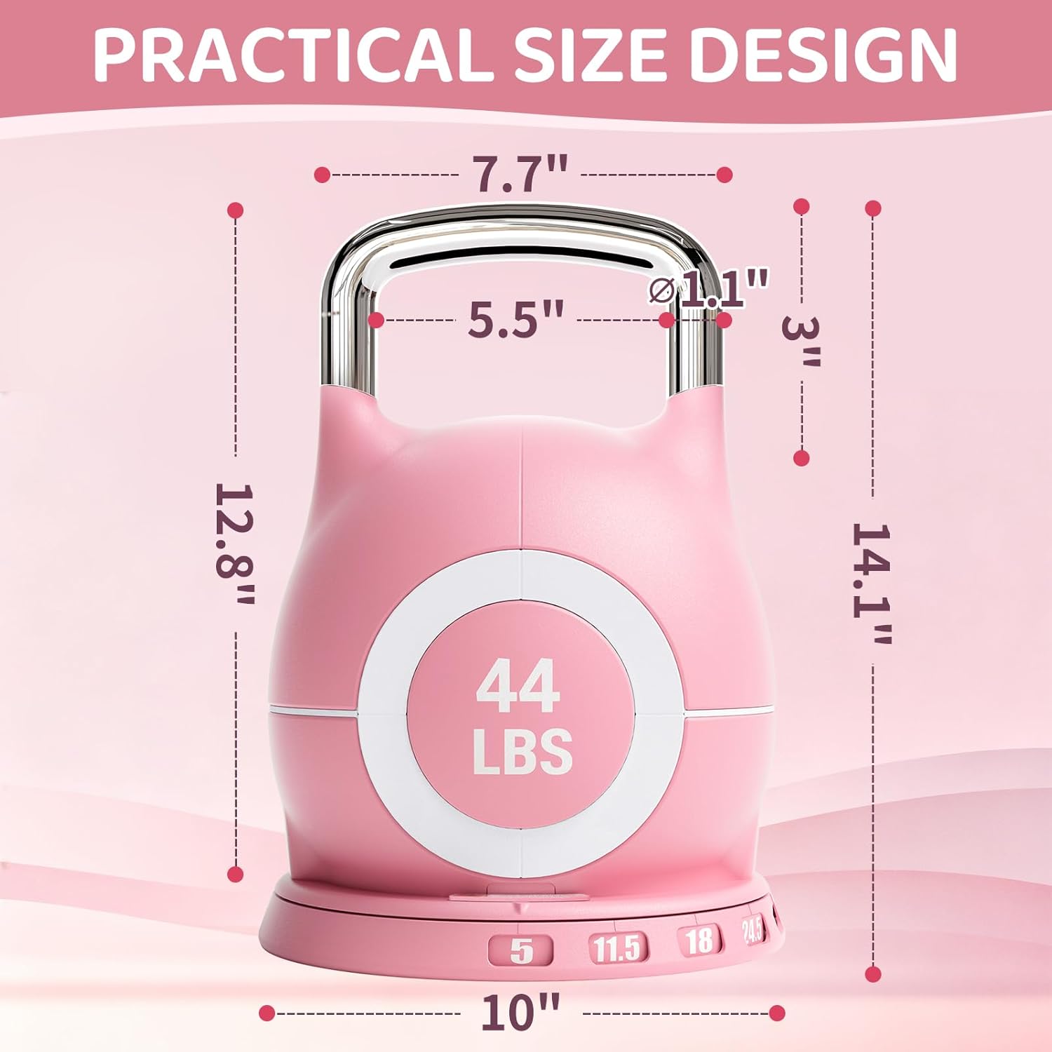 LIFERUN Adjustable Kettlebell Set - 7in1 Kettlebells, Choose 22.5 lb or 44 lb, Quick-Change Weight Dial & Safety Lock, Space-Saving Design, Full-Body Workout & Cross-Training - Image 9