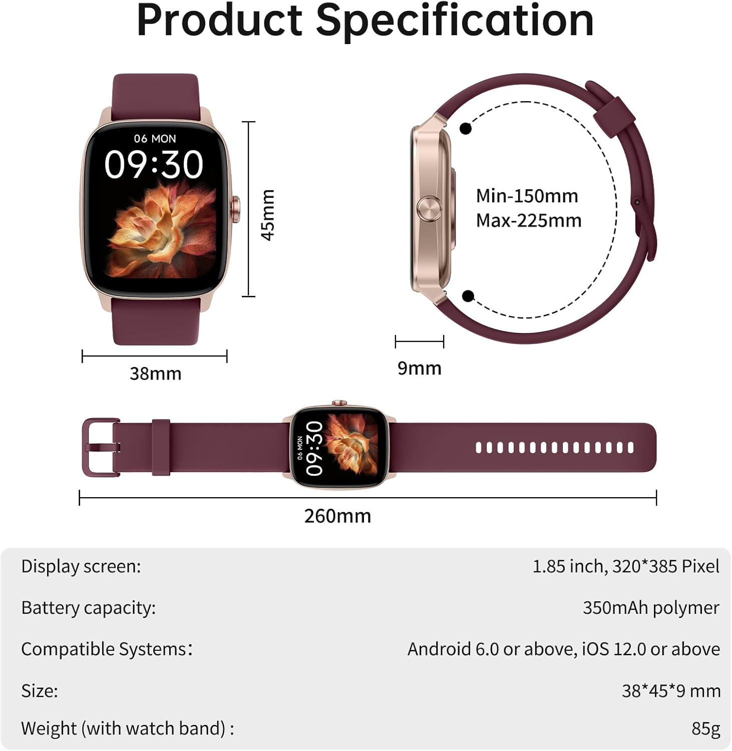 Smart Watches for Women Men with Bluetooth Call & AI Voice, 1.85" HD Fitness Tracker with Heart Rate SpO2 Sleep Monitor, 100+ Sports Modes,Mini Games, IP68 Waterproof Smartwatch for Android iOS Phones - Image 9