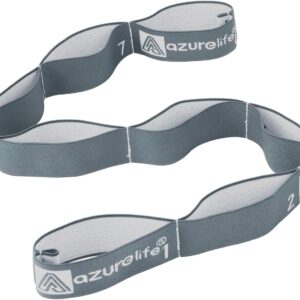 A AZURELIFE Elastic Yoga Stretching Strap, Multi-Loop Stretch Strap for Physical Therapy, Pilates, Yoga, Dance & Gymnastics Exercise and Flexible Pilates Stretch Band