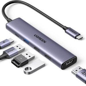 UGREEN USB C Hub 5 in 1 Multiport USB Adapter Revodok 105 4K HDMI, 100W Power Delivery, 3 USB-A Data Ports, USB C Dongle for MacBook Pro/Air, iPad Pro, iMac, iPhone 16 Pro/Pro Max, XPS, Thinkpad