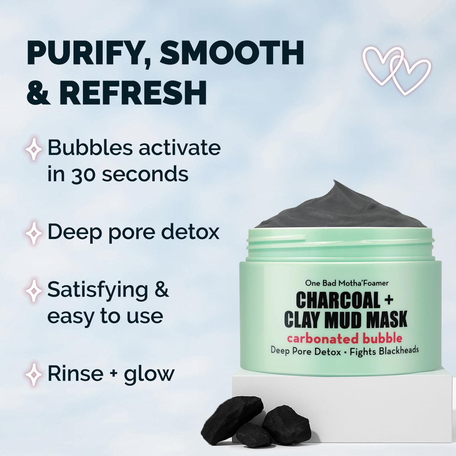 Elizabeth Mott Carbonated Bubble Detox Clay Mask – Korean Skincare for Deep Pore Cleansing, Acne, Blackheads & Oil Control – Charcoal Face Mask for Breakouts & Smooth Skin – Cruelty-Free, 3.53 oz - Image 4