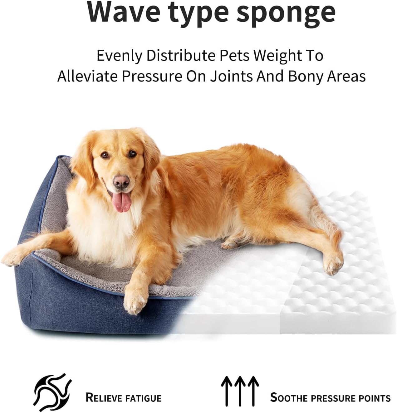 Tidore Orthopedic Dog Bed Medium Size Dog, Durable Egg Crate Foam Sofa Dog Bed with Washable Removable Cover, Waterproof Lining, Pet Beds for Medium Dogs, Navy - Image 5
